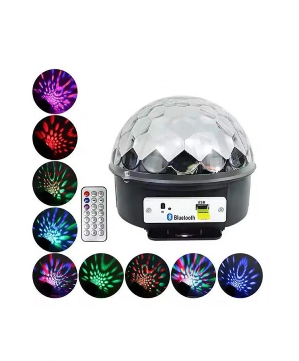 Disko Topu Renkli Işıklı Lazer Parti Bluetooth Bağlantılı Led Küre