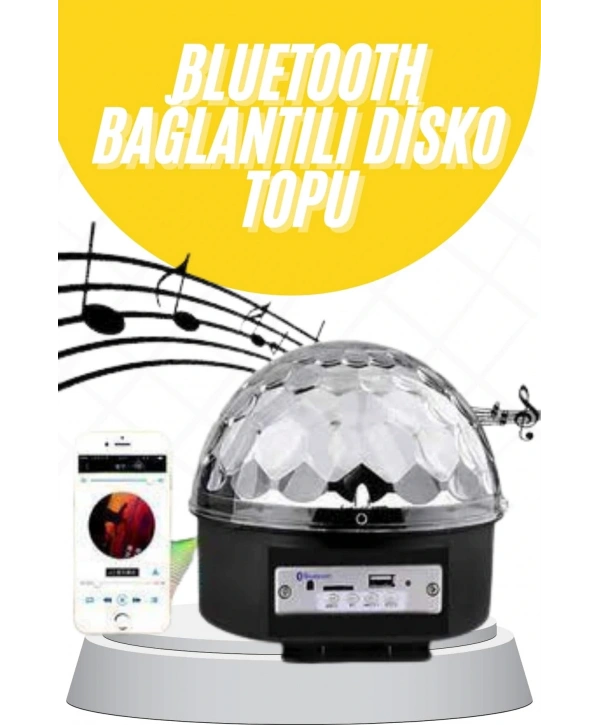 Disko Topu Renkli Işıklı Lazer Parti Bluetooth Bağlantılı Led Küre