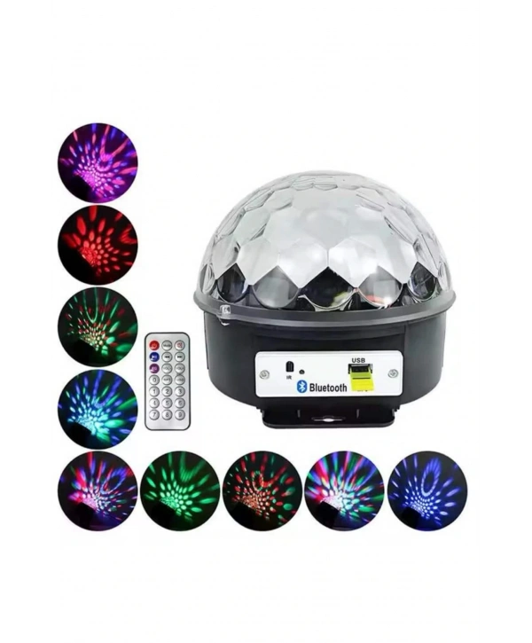 Disko Topu Renkli Işıklı Lazer Parti Bluetooth Bağlantılı Led Küre