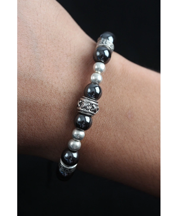 Doğal Taş X Model Antrasit Renk Asansörlü Erkek Bileklik