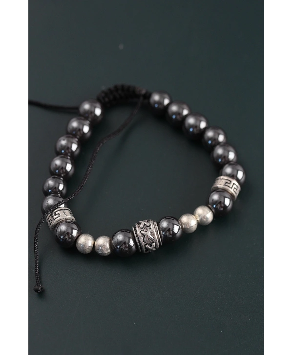 Doğal Taş X Model Antrasit Renk Asansörlü Erkek Bileklik