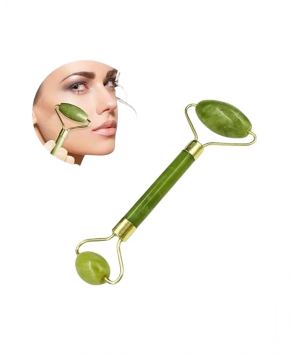 Doğal Yeşim Taşı Yüz Masaj Roller ve Gua Sha Seti 2 Parça