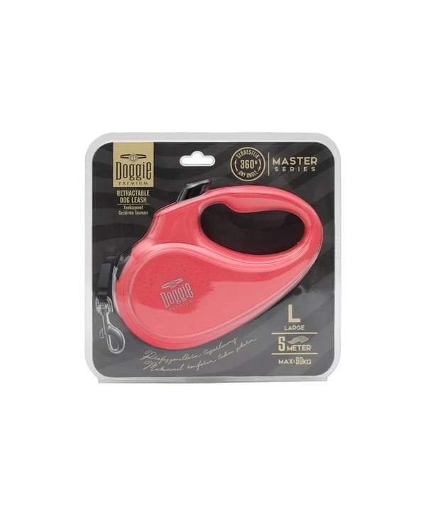 Doggie Master Otomatik Köpek Uzatma Tasması Large Pembe 50 Kg 5 Mt