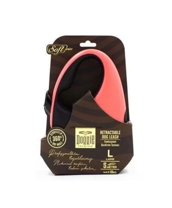 Doggie Soft Otomatik Köpek Uzatma Tasması Large Pembe 50 Kg 5 Mt