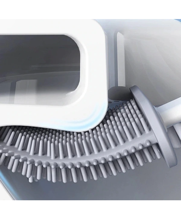 Duvara Monte Edilebilir Kapaklı Askılı Klozet Yumuşak Silikon Başlıklı Tuvalet Fırçası Seti (5047)