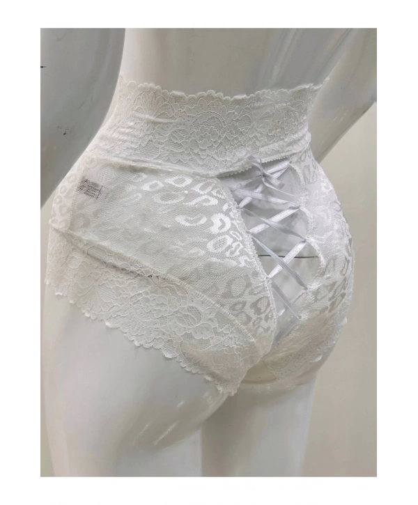 Ekru Dantelli Yüksek Bel Külot Venüs-k1012