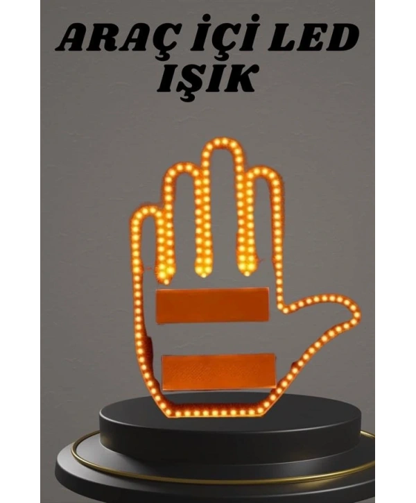 El Orta Parmak Led Kumandalı Araç İçi Reflektör Arka Cam El Simgesi
