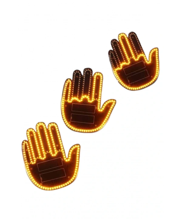 El Orta Parmak Led Kumandalı Araç İçi Reflektör Arka Cam El Simgesi