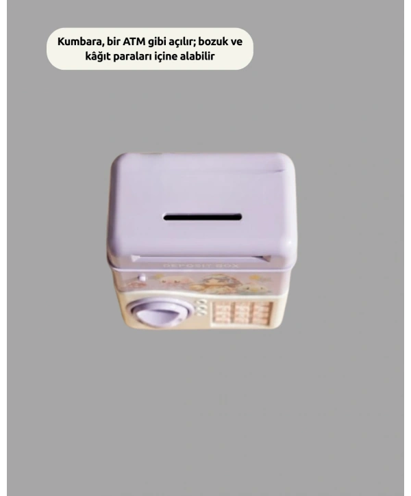 Elektronik Şifreli ATM Görünümlü Çocuk Kumbarası Mor
