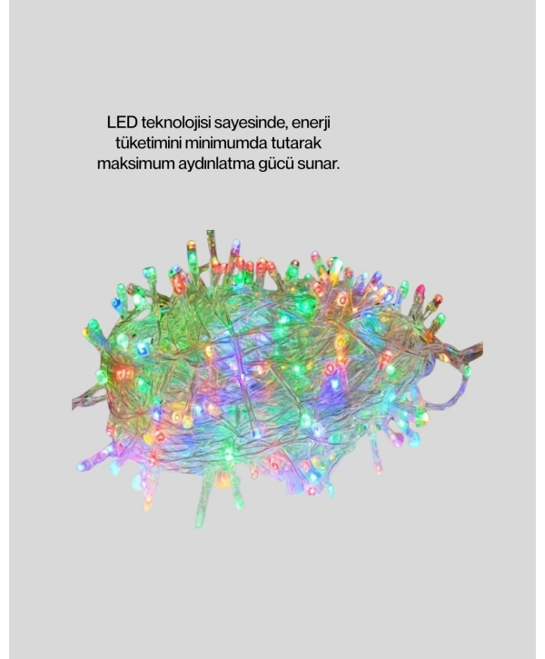 Enerji Tasarruflu Şeffaf Kablo 5 m 50 LED Dekor Işık