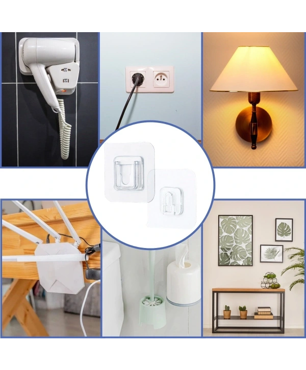 Eşya Sabitleme Askısı 10 Çift Şeffaf Çift Taraflı Yapışkanlı Geçmeli Klips (5047)