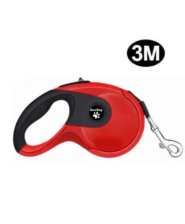 Euro Dog Otomatik Köpek Gezdirme Tasması Yumusak Doku Kırmızı/Siyah 3 Mt