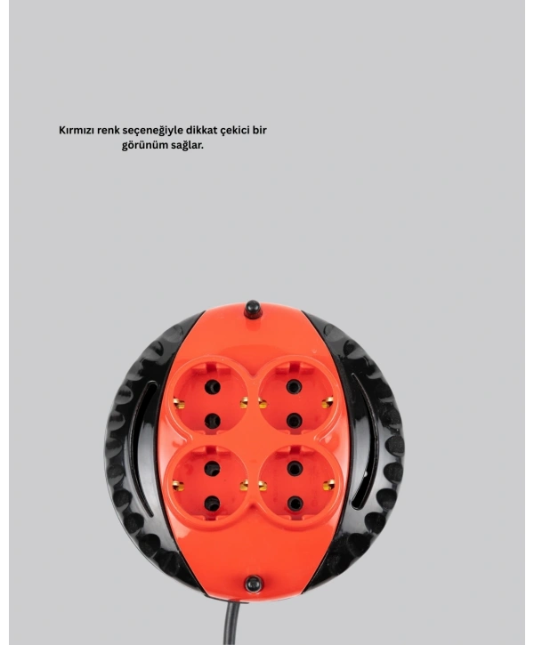 Ev ve Ofis İçin 5 Metre Kablolu 4 Priz Makarası