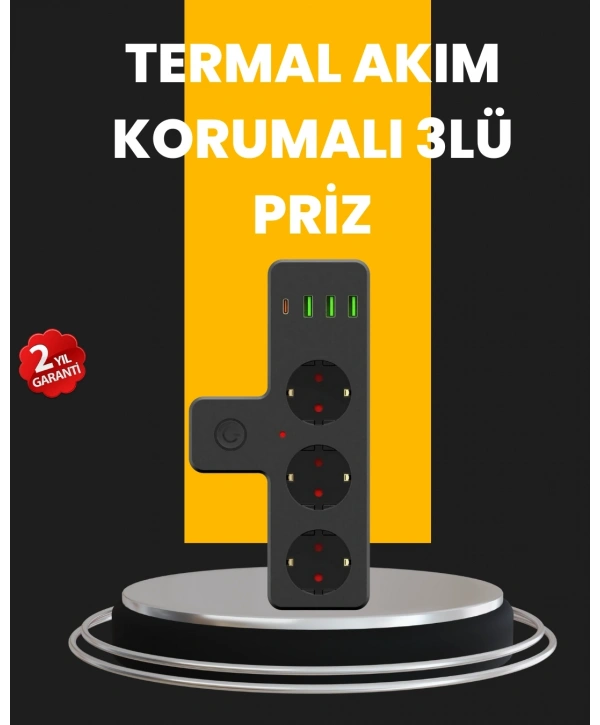 Ev ve Ofis İçin Akıllı Çoklu Priz 7 Girişli