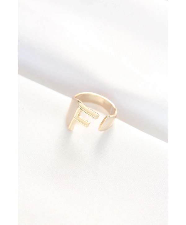 F Harfli Altın Renk Ayarlanabilir Yüzük