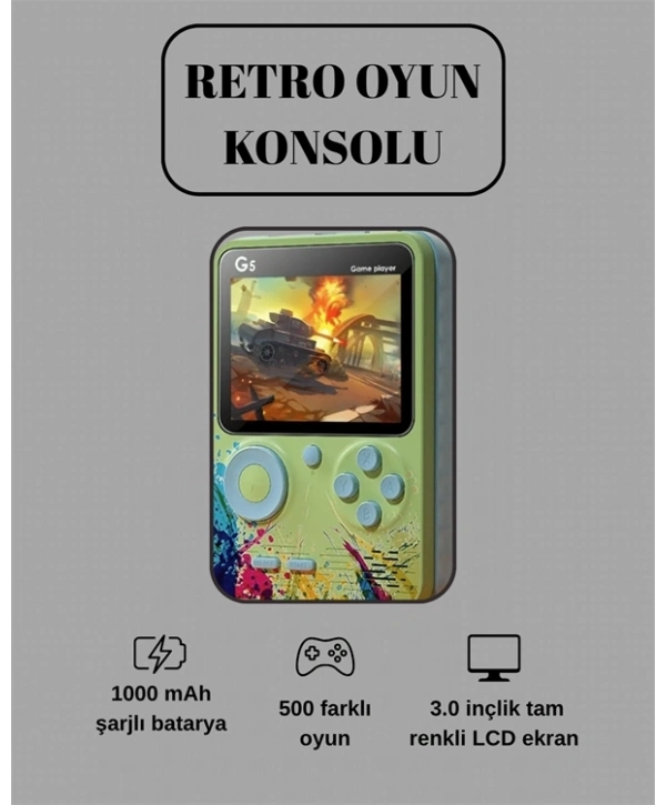 G5 Game Box Retro Mini Oyun Konsolu – 500 Dahili Oyun