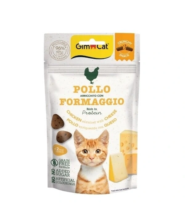 Gimcat Crunchy Snacks Tavuklu ve Peynirli Tahılsız Kedi Ödül Maması 50 Gr