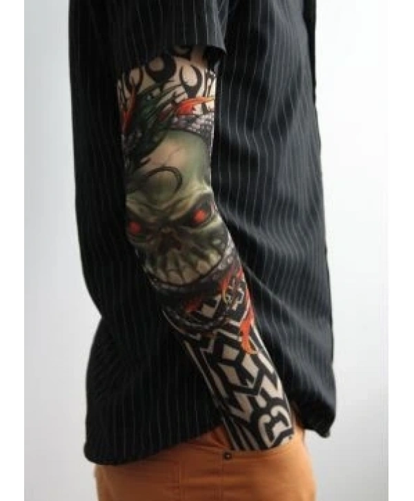 Giyilebilir Kol Dövmesi Çorap Dövme 3D Baskılı Kol Bacak Dövme 2 Adet Model 14 (5047)