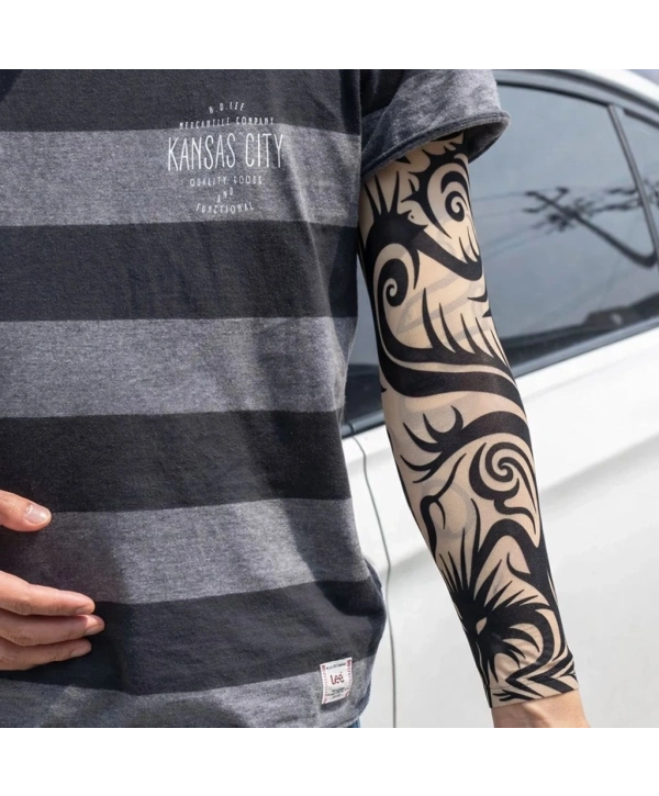 Giyilebilir Kol Dövmesi Çorap Dövme 3D Baskılı Kol Bacak Dövme 2 Adet Model 15 (5047)