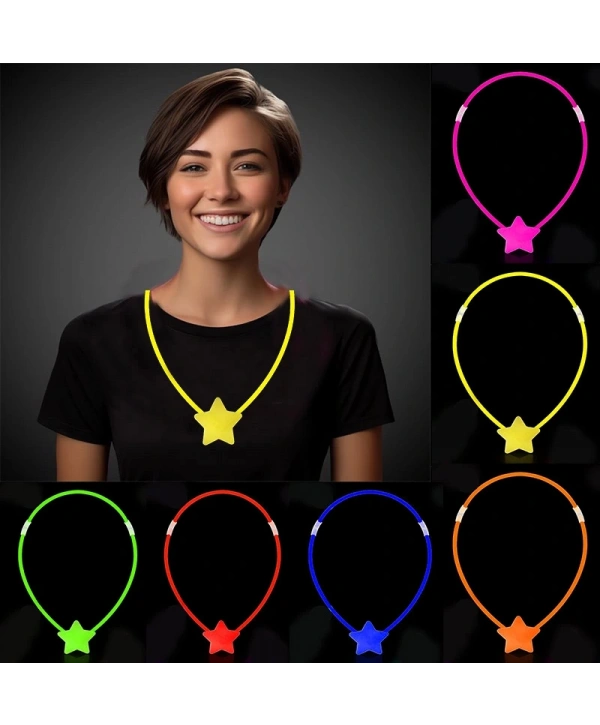 Glow Stick Yıldız Kolye - Glow Kolye - Glow Stick Partisi Yıldız Kolye 6 Adet (5047)