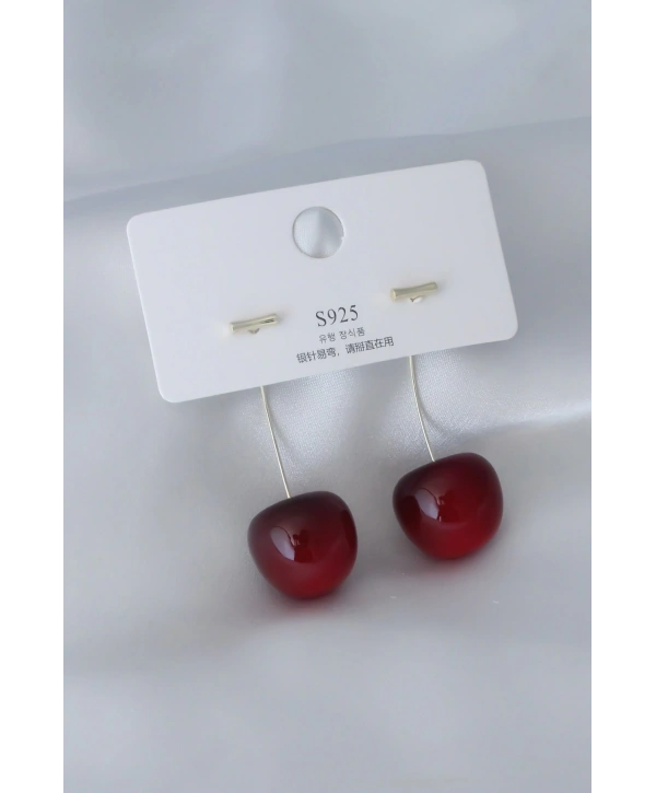 Gold Renk Kiraz Model Kadın Küpe