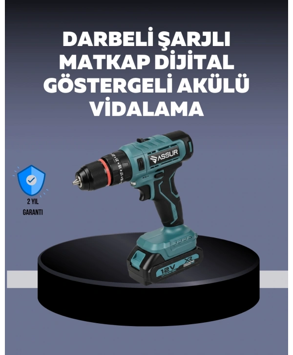 Güçlü Şarjlı Matkap Vidalama Çift Batarya