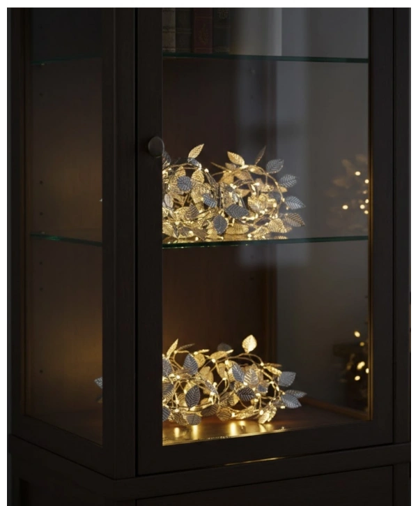 Gümüş Yaprak Tasarımlı LED Işık Pilli Ev ve Vitrin Dekoru