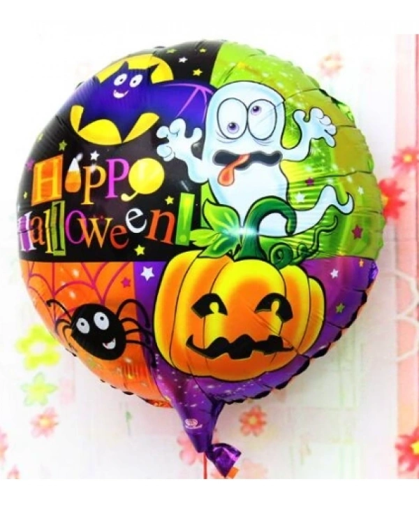 Halloween Örümcekli Kabaklı Folyo Balon 18 inç (5047)