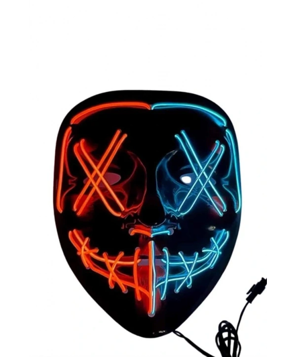 Hallowen Parti Maskesi Neon Led Işıklı Maske 3 Modlu Cadılar Bayramı Maskesi