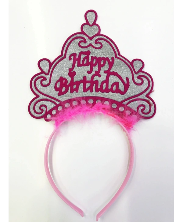 Happy Birthday Yazılı Neon Renk Taç 12 Adet (5047)