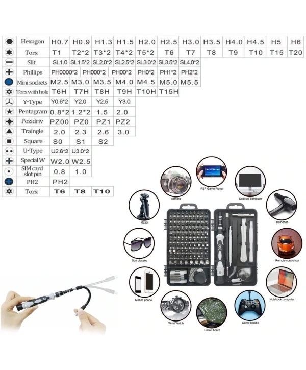 Hassas Tornavida Seti Bilgisayar Pc Telefon Onarım Aracı Seti Manyetik 115 in 1 Tornavida Seti (5047)