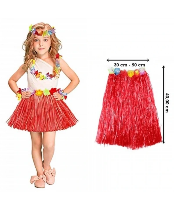 Hawaii Hula Eteği Kırmızı Renk 40 cm (5047)