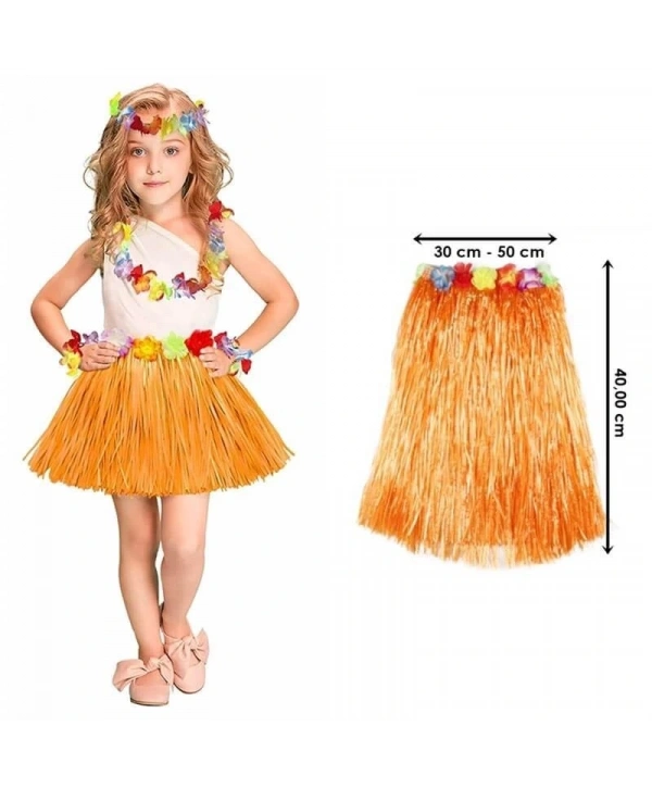 Hawaii Hula Eteği Turuncu Renk 40 cm (5047)