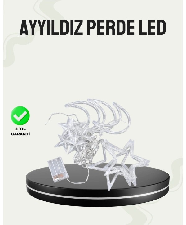 İç ve Dış Mekan Uyumlu Pilli Yıldız Ay Peri Led Perde