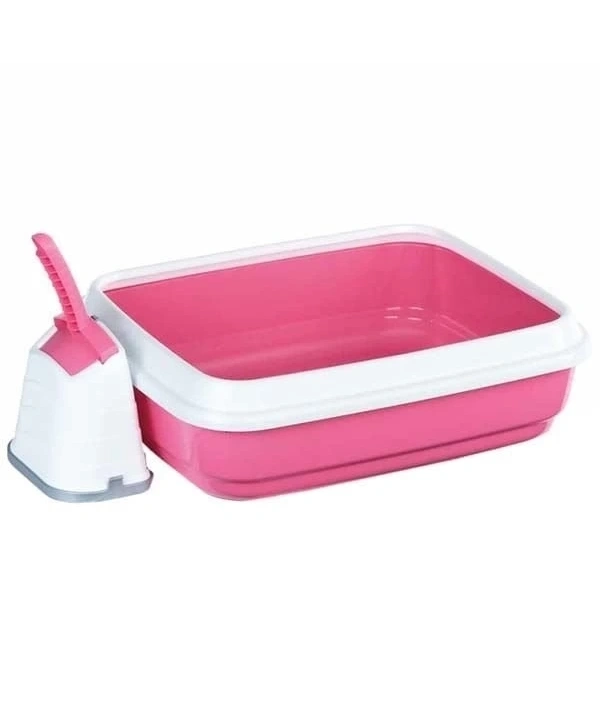İmac Duo Kürekli Açık Kedi Tuvaleti Pembe 50x40x15 Cm