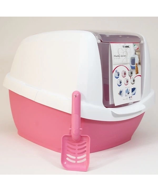 İmac Maddy Junior Üstü Açılır Kapalı Kedi Tuvaleti Pembe 57x43x41 Cm