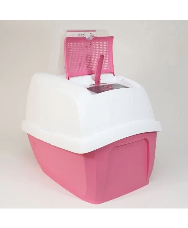 İmac Maddy Junior Üstü Açılır Kapalı Kedi Tuvaleti Pembe 57x43x41 Cm