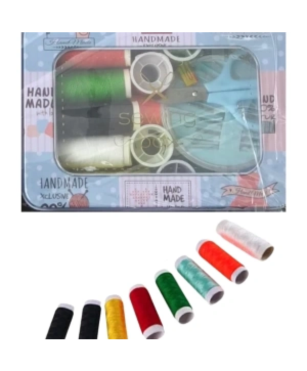 İplik Set Teneke Kutu Kare Plastik Dikiş Seti