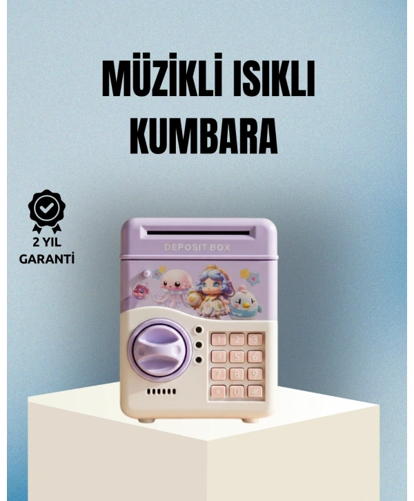 Işıklı Sesli Şifreli Otomatik Para Çeken Kumbara Mor