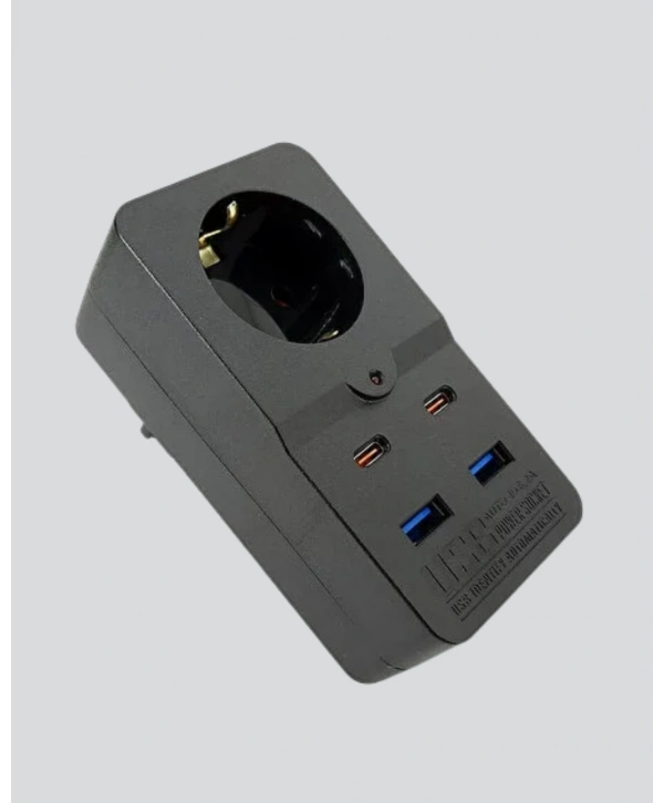 Isıya Dayanıklı PC Gövdeli Akım Korumalı Priz 4 USB