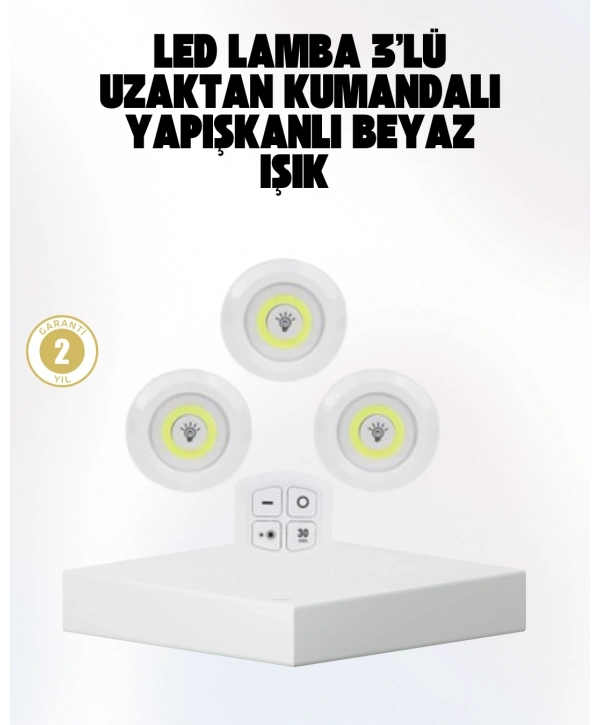 Kablosuz Gün Işığı 3’lü LED Spot Lamba Kumandalı