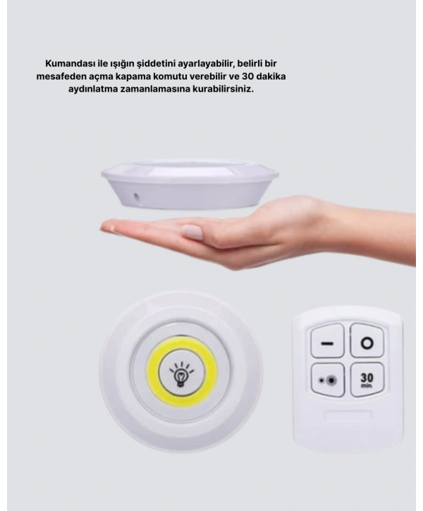 Kablosuz Gün Işığı 3’lü LED Spot Lamba Kumandalı