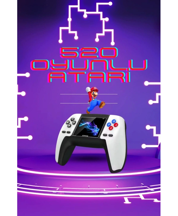 Kablosuz Oyun Konsolu Atari Game Stick Retro Konsol 520 Oyunlu