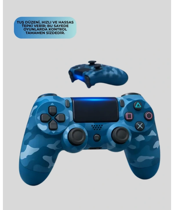Kablosuz PS4 Controller Çift Motorlu Dayanıklı Gamepad