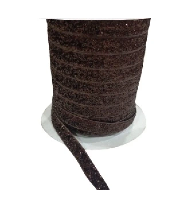 Kadife Kurdele Simli 1 Cm Kahverengi 2 Metre