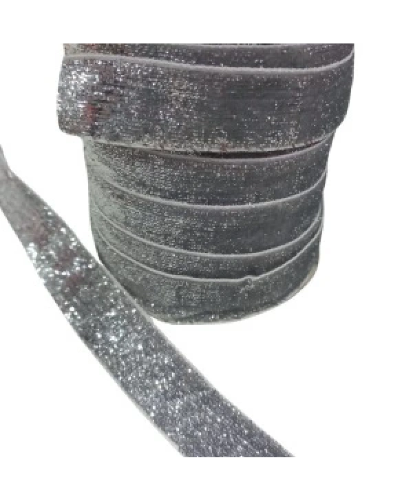 Kadife Kurdele Simli 2 Cm Gümüş 2 Metre