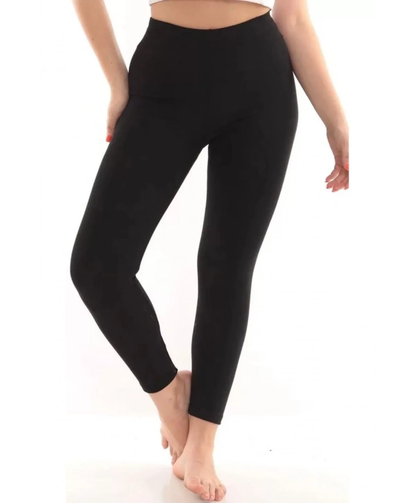 Kadın Siyah Termal Tayt İçi Şardonlu