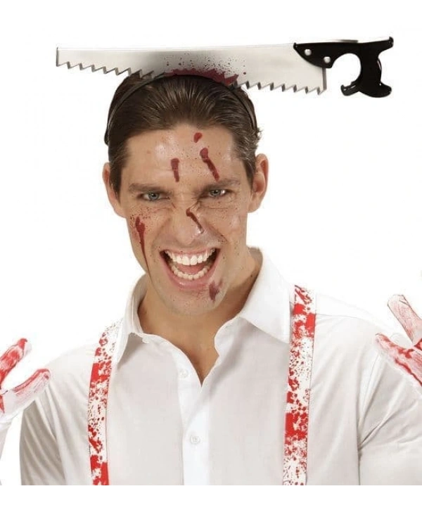 Kafaya Saplanmış Halloween Kanlı Testere Şaka Tacı (5047)