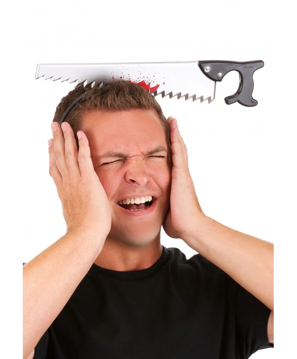 Kafaya Saplanmış Halloween Kanlı Testere Şaka Tacı (5047)