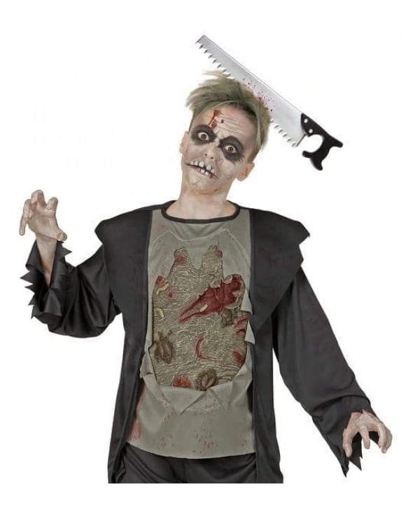 Kafaya Saplanmış Halloween Kanlı Testere Şaka Tacı (5047)